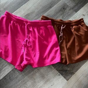 SHEIN Vibrant Pink and Classic Brown Athletic Shorts